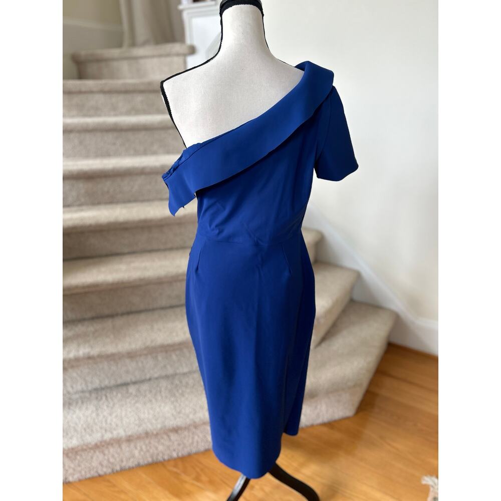 Chiara Boni Arabela Deep Navy Blue Off the Shoulder Sheath Cocktail Dress - Picture 5 of 10